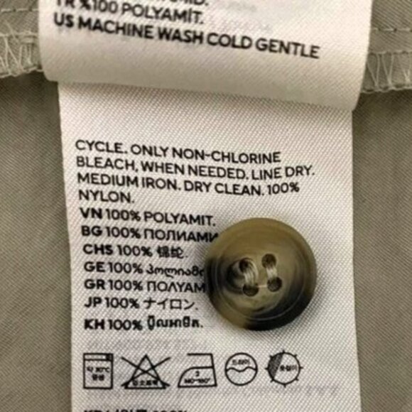 H&M Khaki Long Sleeve Button Down Oversized Collared Shirt With Pockets - Picture 7 of 9